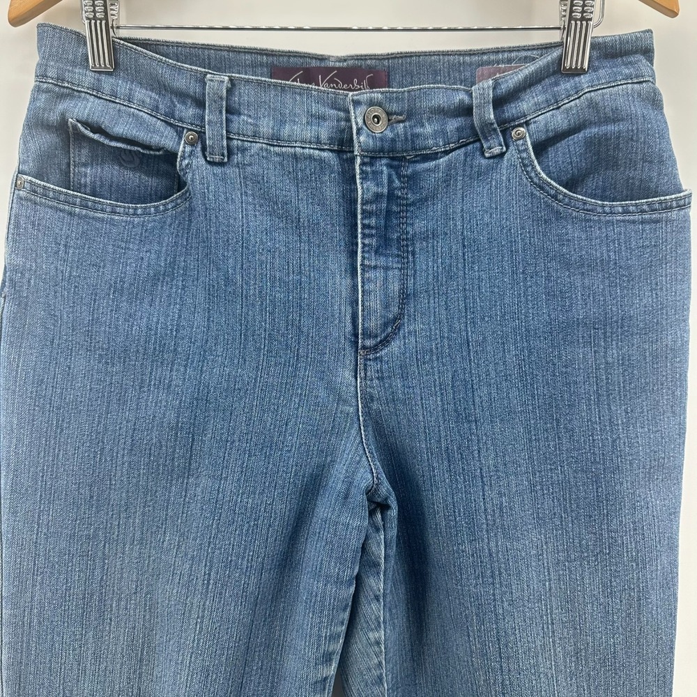Gloria Vanderbilt Amanda Jeans Womens 12 Short Blue Denim Classic Frayed Hem